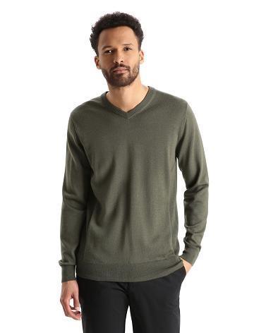 Swetry Icebreaker Merino Shearer V Neck Męskie Oliwkowe | PL 1727TCEV